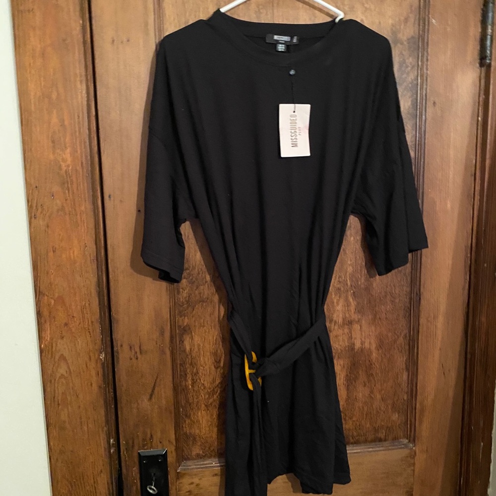 missguided belted tshirt dress